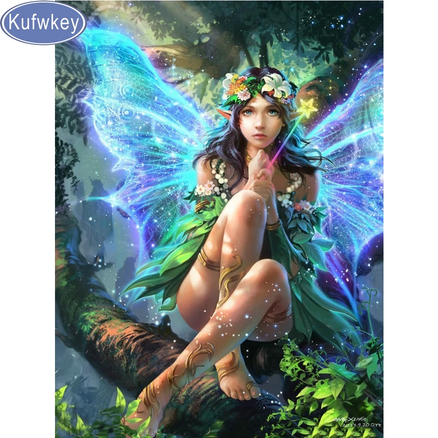 Алмазная Цветочная мозаика в стиле Феи бабочки 5d diy вышивка крестиком на рисунке