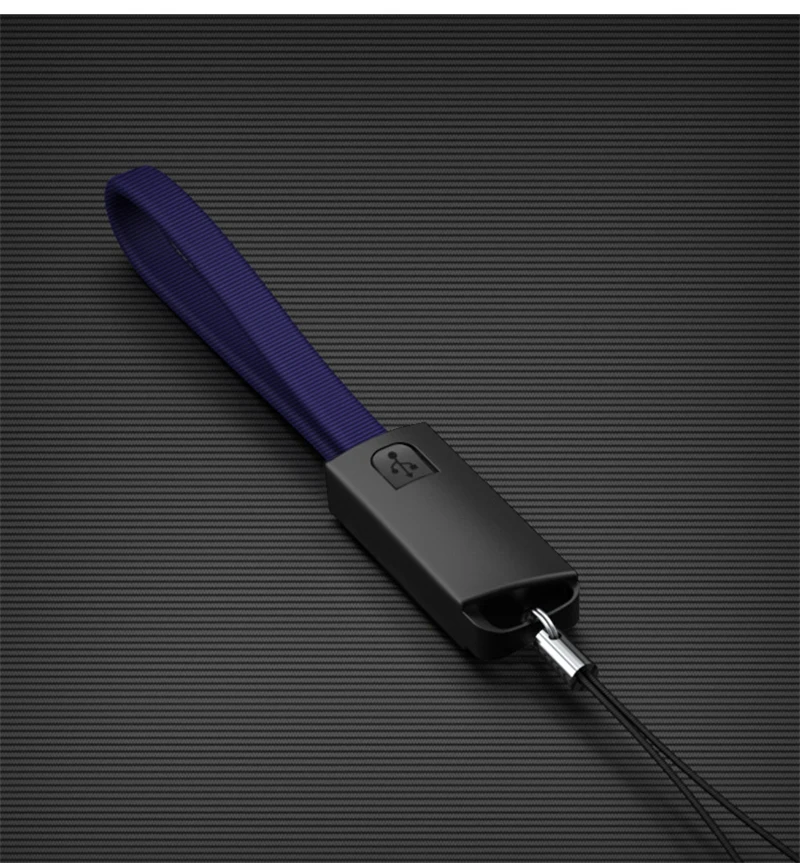 2.4A портативный брелок USB кабель для быстрой зарядки для iPhone XS MAX XR Micro usb type C шнур для зарядки данных для SAMSUNG S10+ Xiaomi - Цвет: Синий
