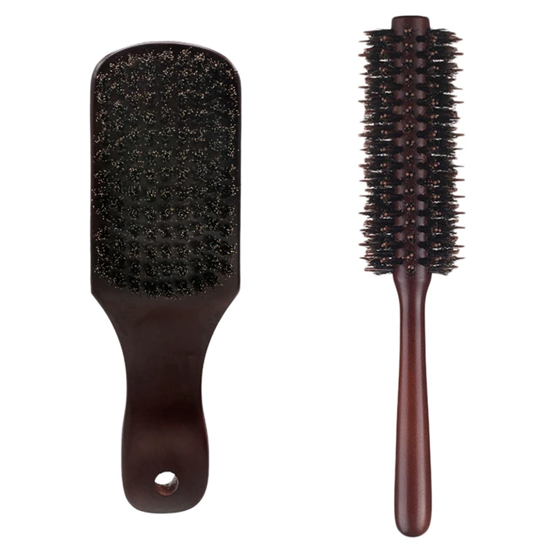 

Круглые гребни для завивки волос с натуральной текстурой антистатический Уход за волосами 1 шт. чистые щетинки из свиньи средней твердости ...