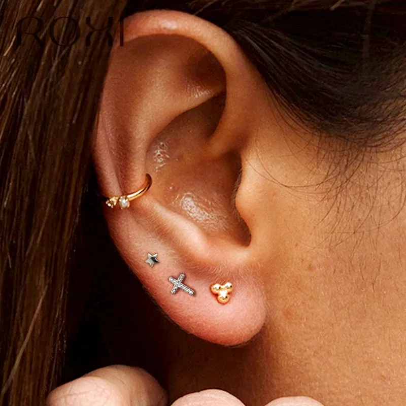 Женские серьги гвоздики ROXI в стиле панк из стерлингового серебра 925 пробы с