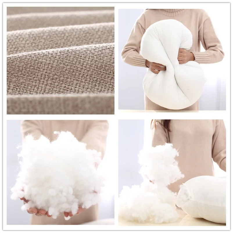 Съемная и моющаяся круглая подушка для сиденья из хлопка льна с сердечником