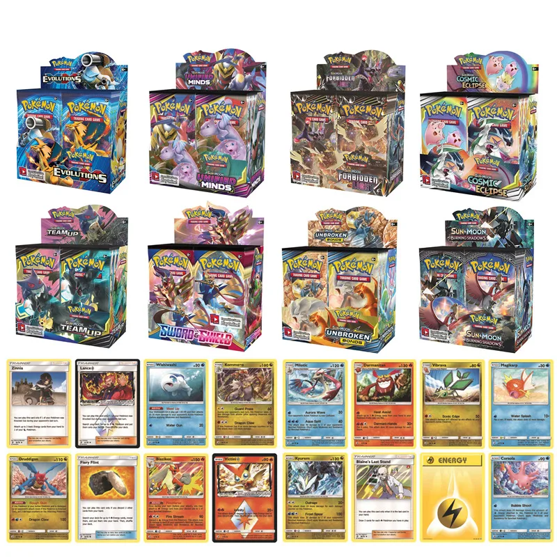 

324 Pcs/Box Pokemon Cards Sun Moon Lost Thunder English Trading Card Game Evolutions Booster Box Collectible Kids Toys Gift