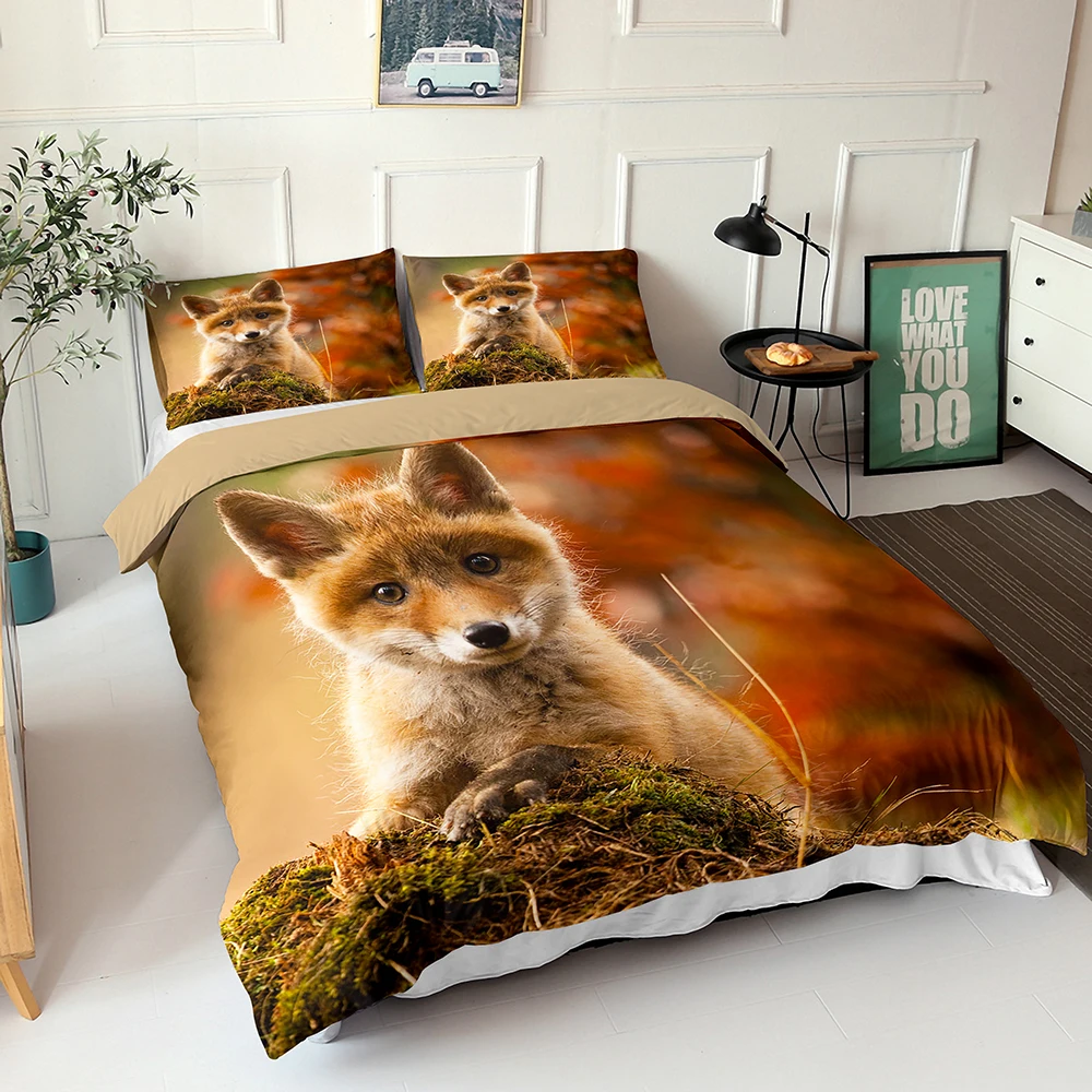 

Animal Fox Pattern Bedroom Duvet Cover (including Pillowcase) Single/double/double 2/3PS Decoration Boys and Girls Rooms