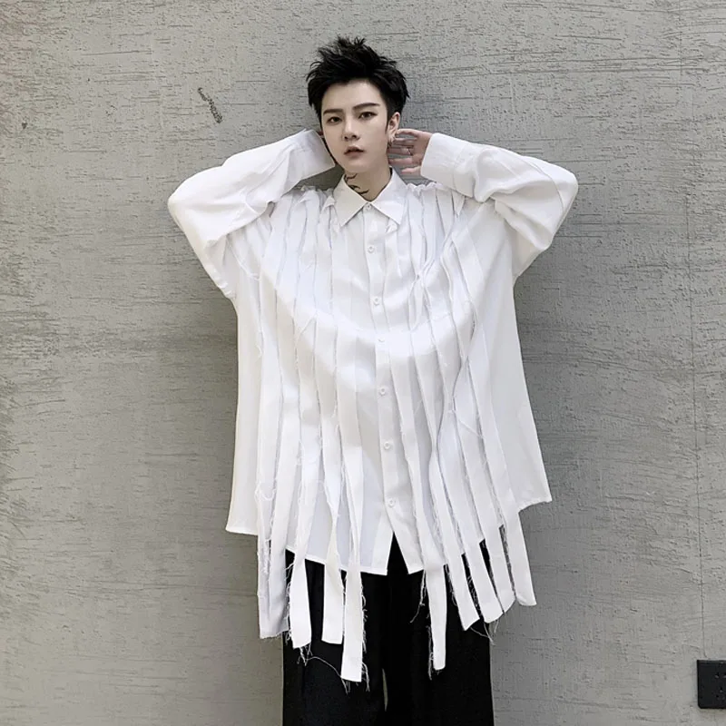 Мужская модная винтажная полосатая Повседневная рубашка с длинным рукавом