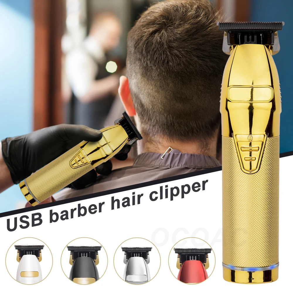 

Hair Trimmer Men Gold Rechargeable Hair Clipper Professional Barber Shop Hair Cutting Machine Electric Cordless Outliner 10W