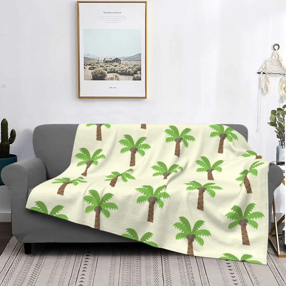 

Palmera de coco para amantes, mantas de lana de primavera y otoño, Tropical, transpirable, súper suave, para viajes a casa