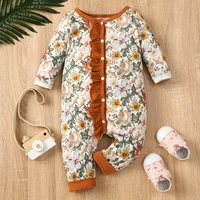 baby clothes spring fall baby girl rompers floral print ruffles single breasted long sleeve baby rompers baby jumpsuits 0 18m