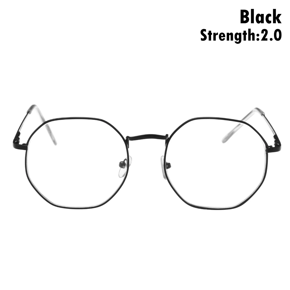 Black-strength 200 Модные металлические винтажные многоугольные очки для близорукости, женские и мужские Ультра-светильник, очки для чтения из смолы, очки для зрения, Уход За Зрением-1,00~-4,0 диоптрий - Цвет оправы: Black-strength 200