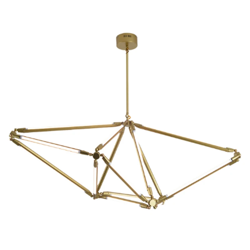 Минималистичная золотистая металлическая люстра в стиле пост-модерн креативное