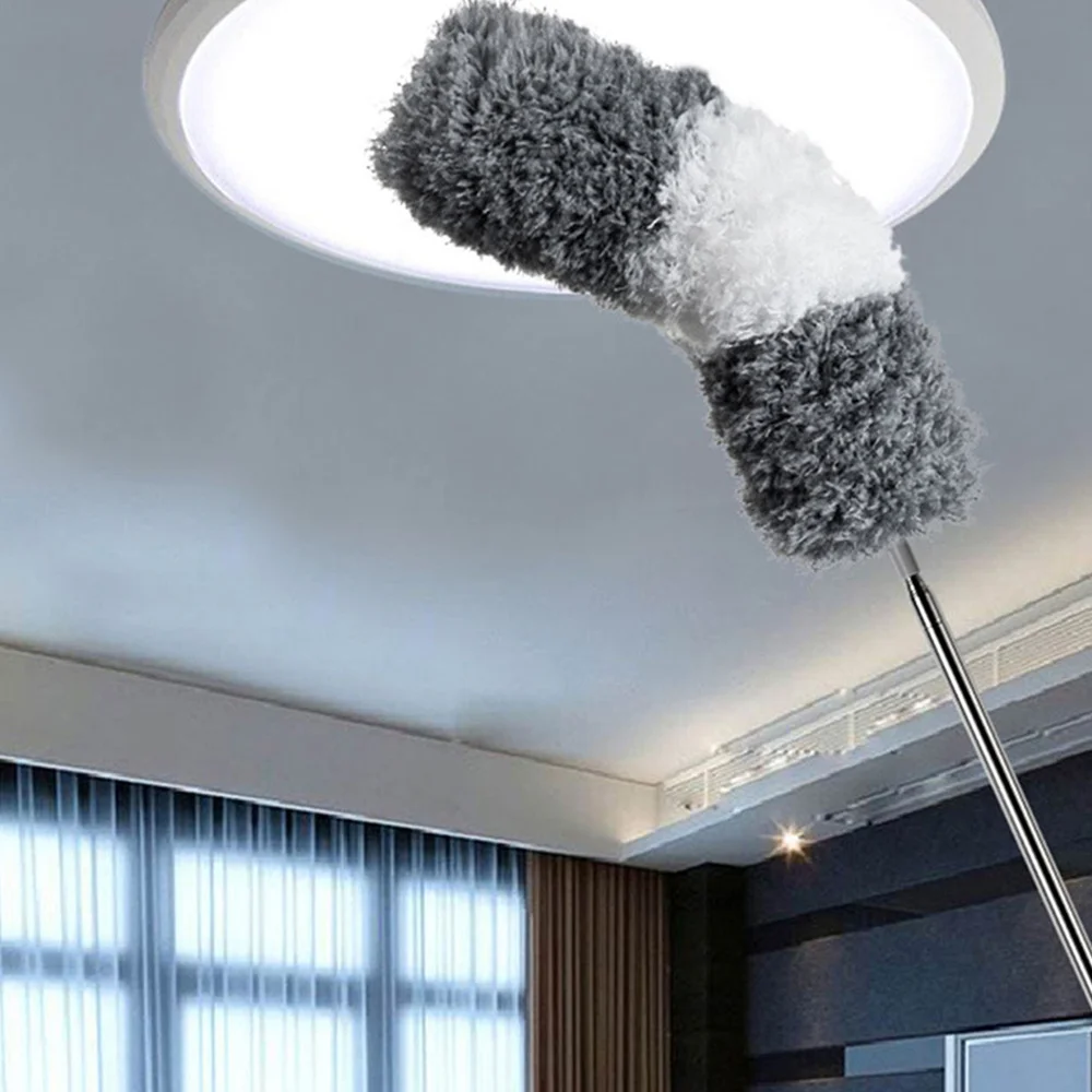 

1 Set 4pcs Microfiber Fiber Duster with Extension Rod Home Dust Remover (Grey)