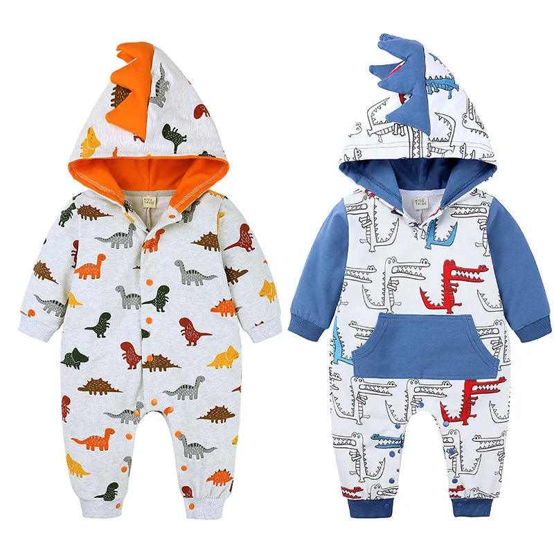 

2019 Spring autumn Baby clothes Hooded Dinosaur Jumpsuit Newborn Infant Baby Boy Girl onesie Romper Outfits
