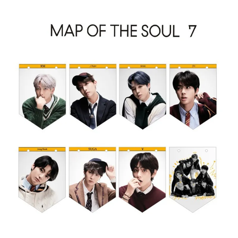 

New Album Kpop Bangtan Boys Soul 7 Hanging Flag Poster HD Hang Up Photo Picture Pendant Decoration Supplies 10*14CM With Rope 2M