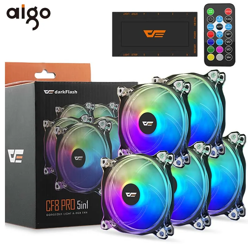 Aigo вентилятор RGB 120 мм компьютерный ПК Корпус Вентилятор прозрачная рамка тихий+ дистанционный Вентилятор охлаждения процессора компьютера регулировка скорости AURA SYNC RGB Корпус Вентилятор