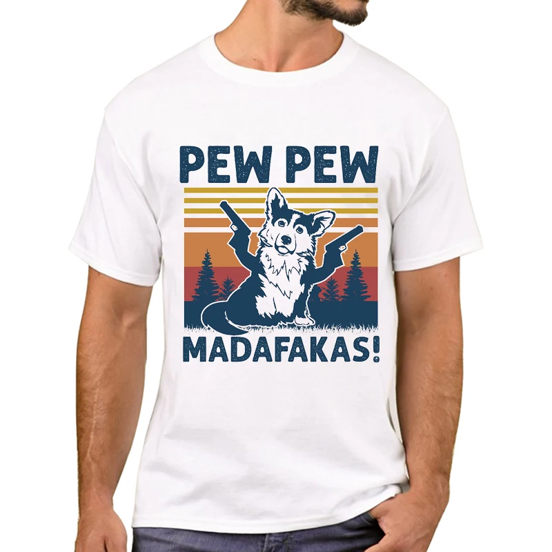 TEEHUB Lustige Retro Schwarz Katze Pew Pew Madafakas Männer T-Shirt Hipster Cool Cat Gun Printed T Shirts Kurzarm T-shirts junge T – Detail 7