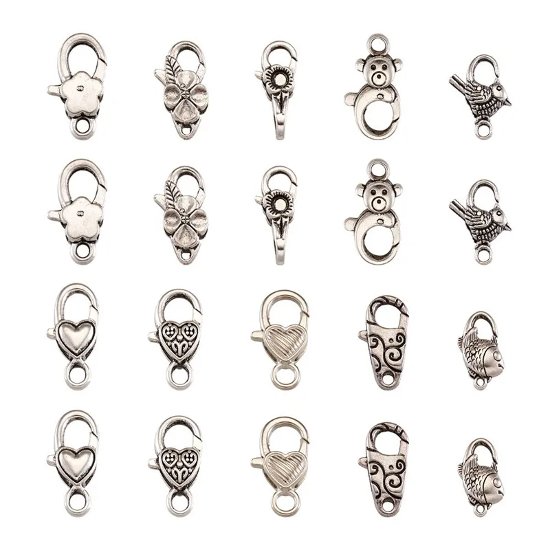 

60 шт. сплав карабины конец застежки смешанные формы для изготовления ювелирных изделий и ожерелий DIY, иных модный браслет-цепочка для рукоде...