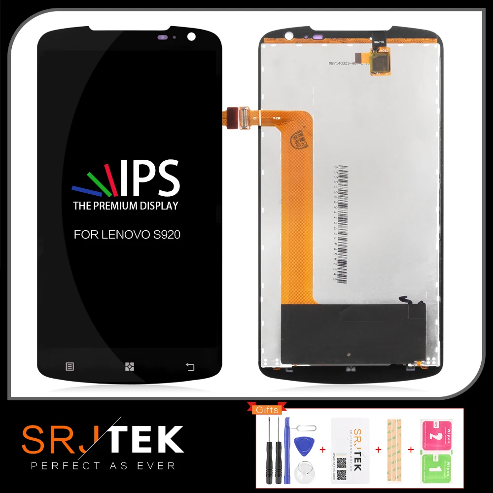 SRJTEK 5.3" Дисплей с сенсорным экраном для Lenovo S920, сборка матрицы дигитайзера стекла для замены.