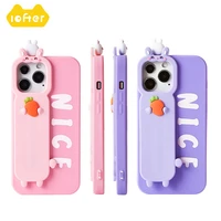 cute funny animal standing wrist strap phone case for iphone 11 12 13pro x xr xs max 7plus 8plus soft silicone phone cover