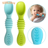 baby feeding spoons soft silicone baby tableware child silicone spoon candy color baby safety training feeding tools