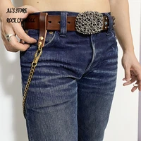 albm06 genuine cowhide leather handmade durable popular buckle turquoise belt