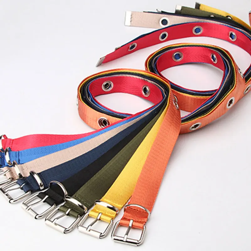 Ремень с большими отверстиями Женский длинный нейлоновый брезентовый пояс 130 см