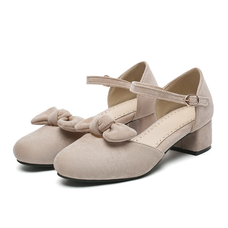 Женские туфли-лодочки на высоком каблуке бантик для головы толстый каблук