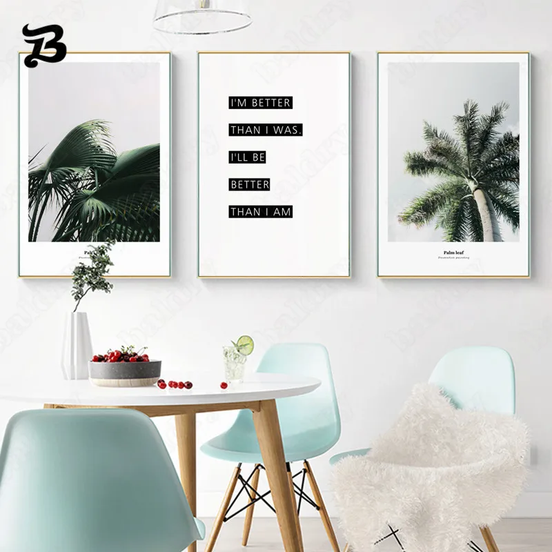 

Canvas Painting Wall Art for Living Room Green Tropical Plant Home Decoration Quotes Posters Prints Wall Pictures Nordic Decor