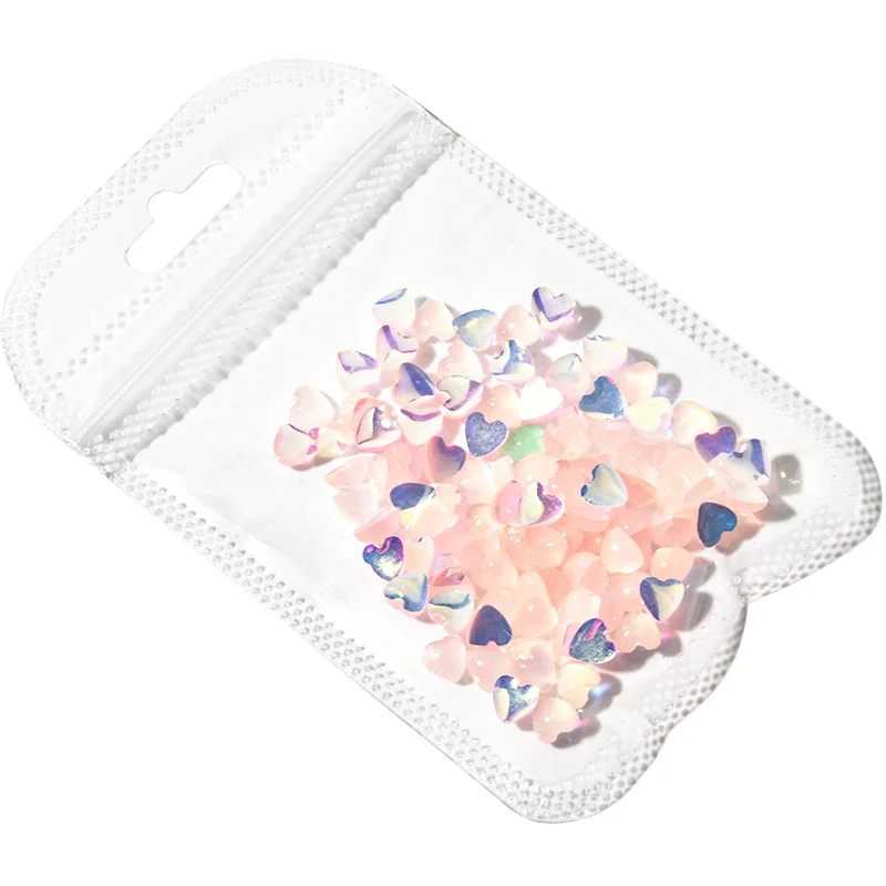 100 шт 3D в форме сердца кошачий глаз камень наклейка для ногтей 8 мм цветной дизайн