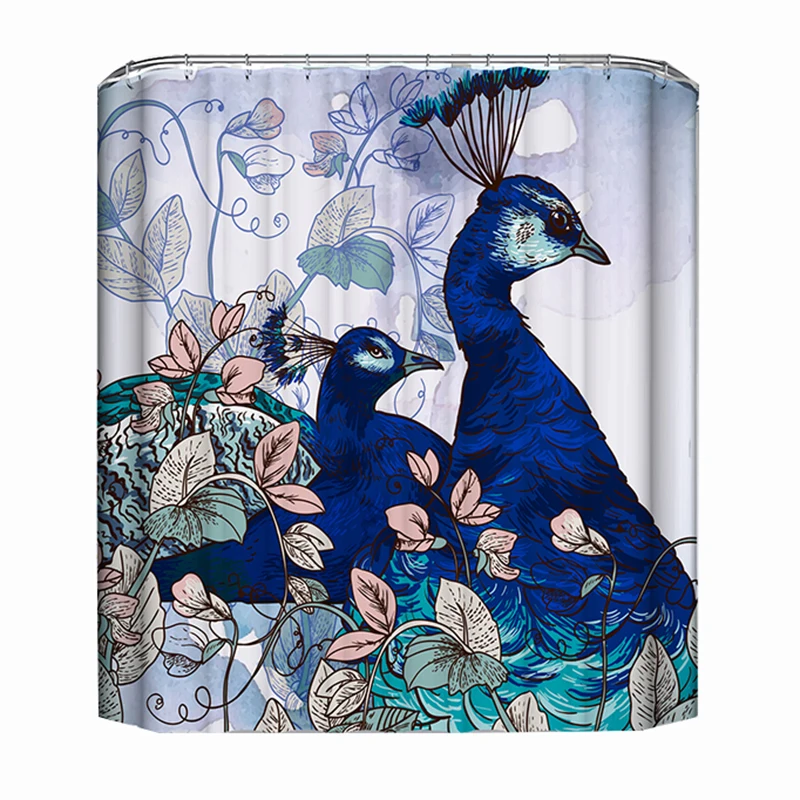 

Синяя занавеска для душа в виде павлина, занавеска для ванны, туалет, Прямая поставка, фотография