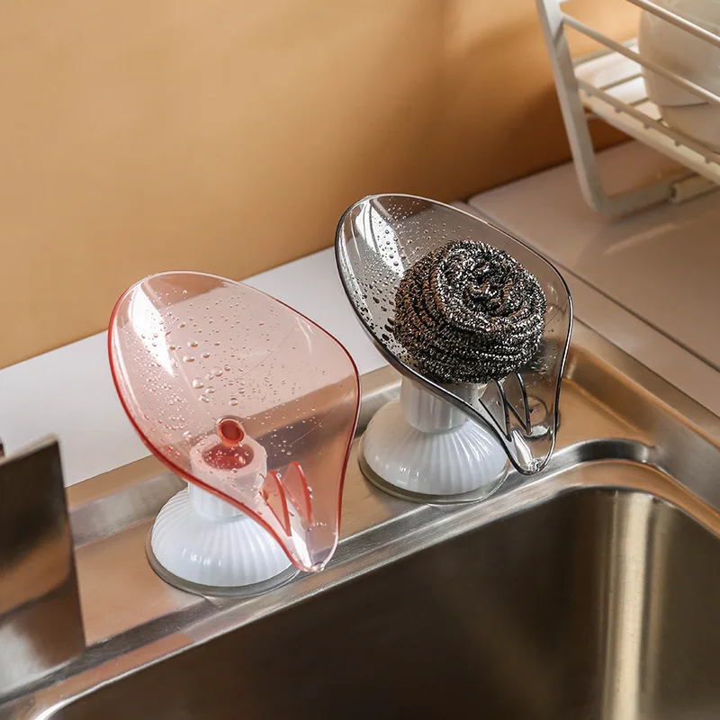 

Household Punch-free Soap Dish Leaf Shape Soap Drain Box Rotatable Multi Function Soap Holder Rack Suction Cup Bathroom Supplies