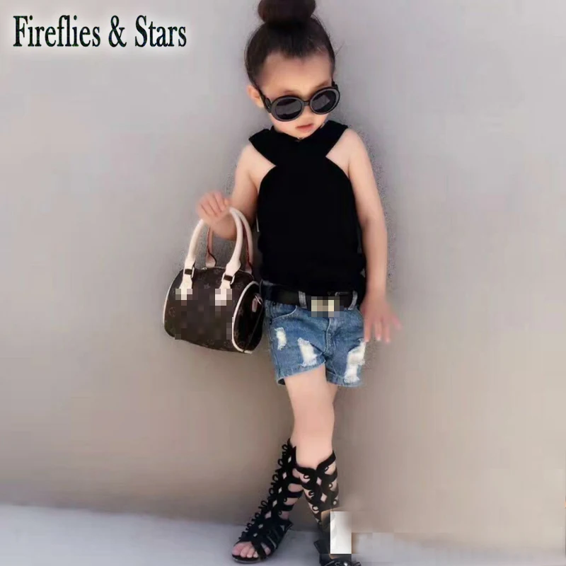 Летняя футболка для девочек детский укороченный топ Детская уличная одежда