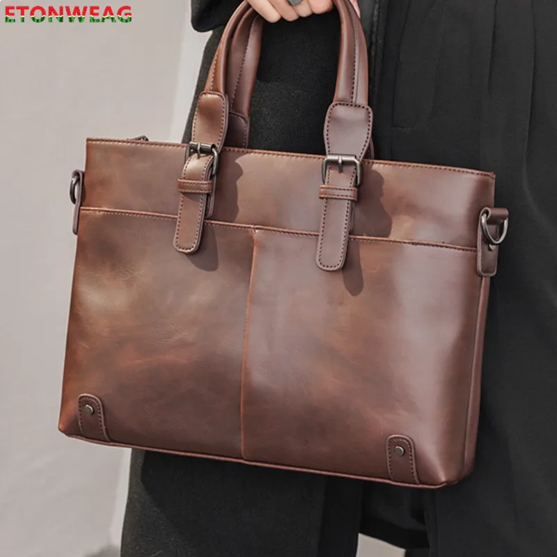 Дизайнерский мужской портфель винтажные сумки через плечо деловые кожаные Сумки