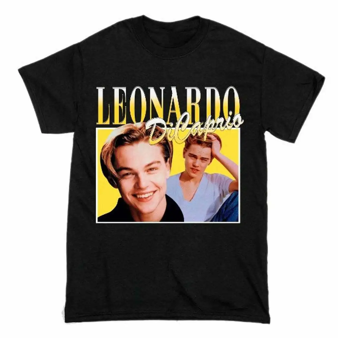 Классическая черная футболка с коротким рукавом в стиле Леонардо ДиКаприо