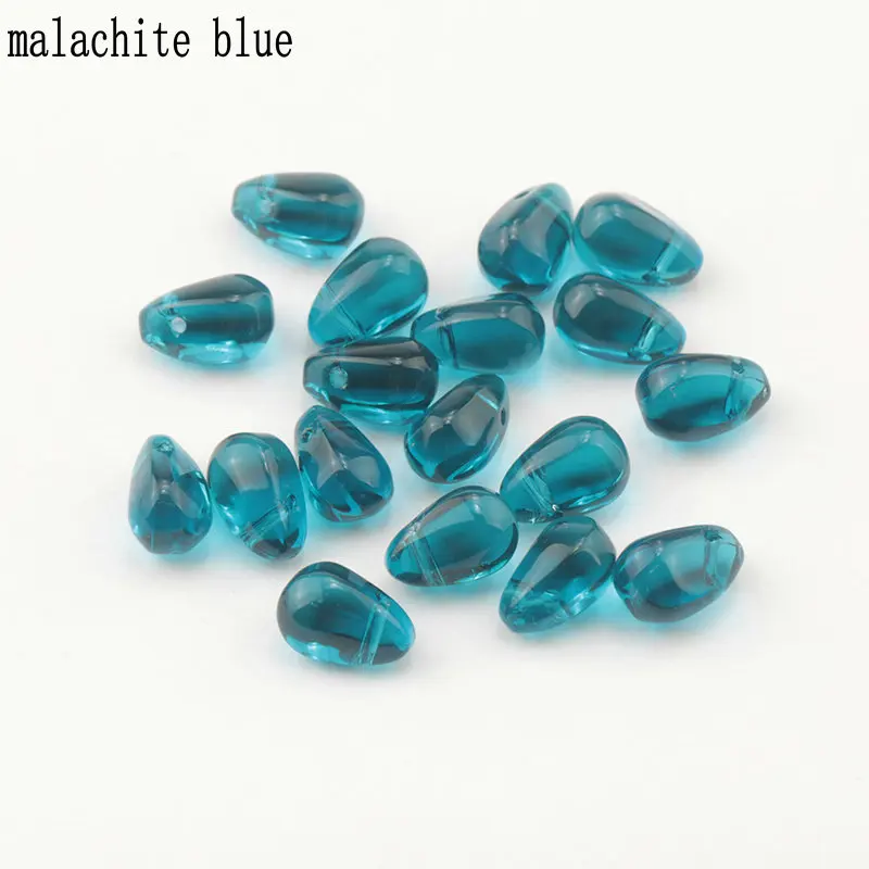 malachite blue 100 шт 6x9 мм смешанные цвета гладкое стекло капли воды бусины Кристалл Австрийские бусины для браслета серьги изготовление Ювел - Цвет: malachite blue