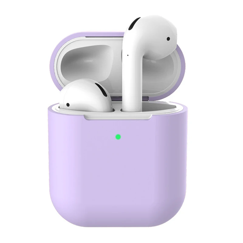 Lavender Чехол для наушников Apple AirPods2 Мягкий силиконовый чехол беспроводной Bluetooth защитный чехол для наушников для Air Pods чехол - Цвет: Lavender