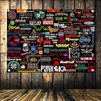 rock and roll band name logo poster heavy metal music cloth flag banners wall art 4 hole canvas painting home decoration a1