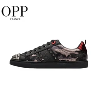 opp mens shoes hip hop metal rivet lace up shoes leather fashion mens casual military camouflage punk skateboard shoes