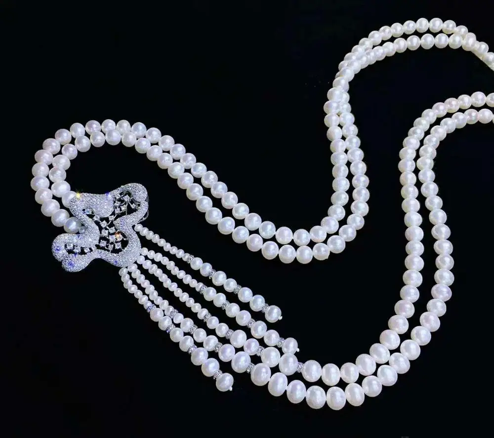 Ручной работы для детей ростом 95-100 см благородный 2 нитей 7-8 мм белый натуральный