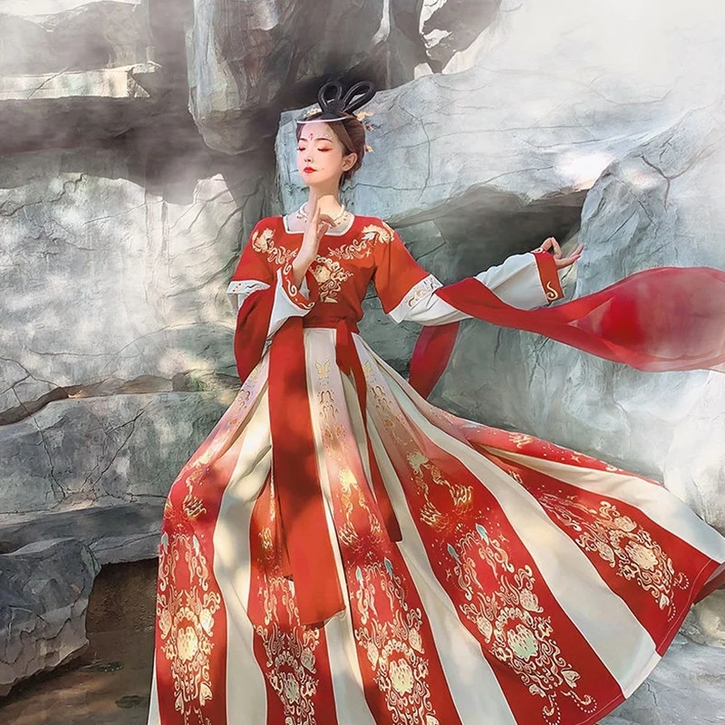 

Hanfu Для женщин в традиционном китайском стиле народный костюм для девочек в китайском стиле династии танцы леди Фея Косплэй кровать ткань с...