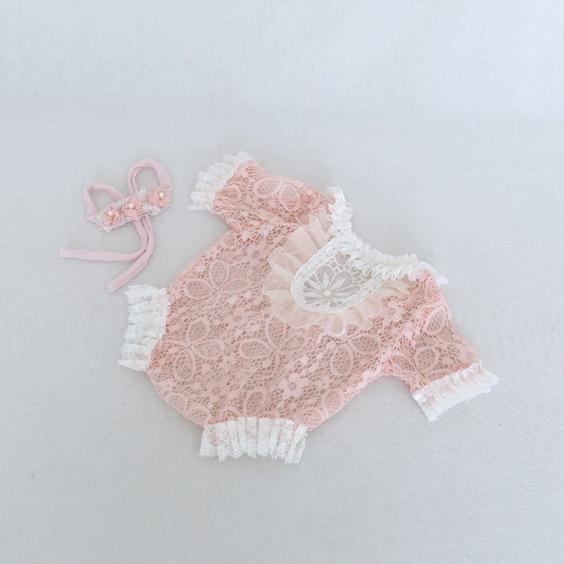 Милый розовый костюм-комбинезон и шапка реквизит для фотосъемки новорожденных