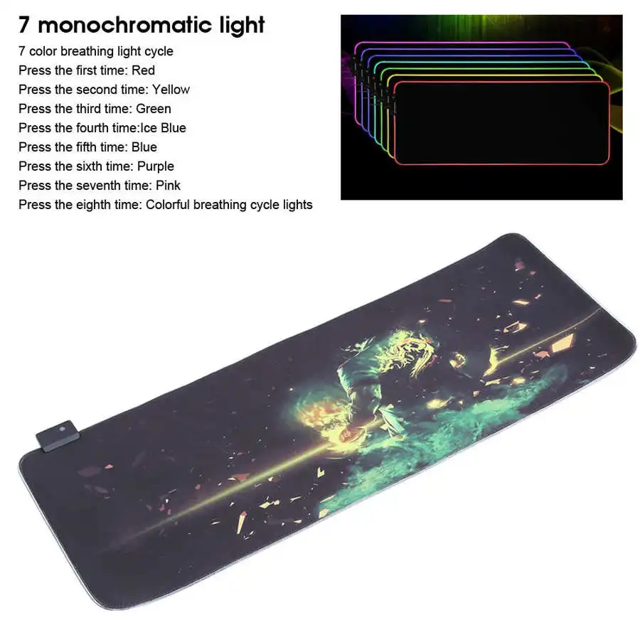 RGB цветной светодиодный коврик для мыши с подсветкой проводной USB-коврик