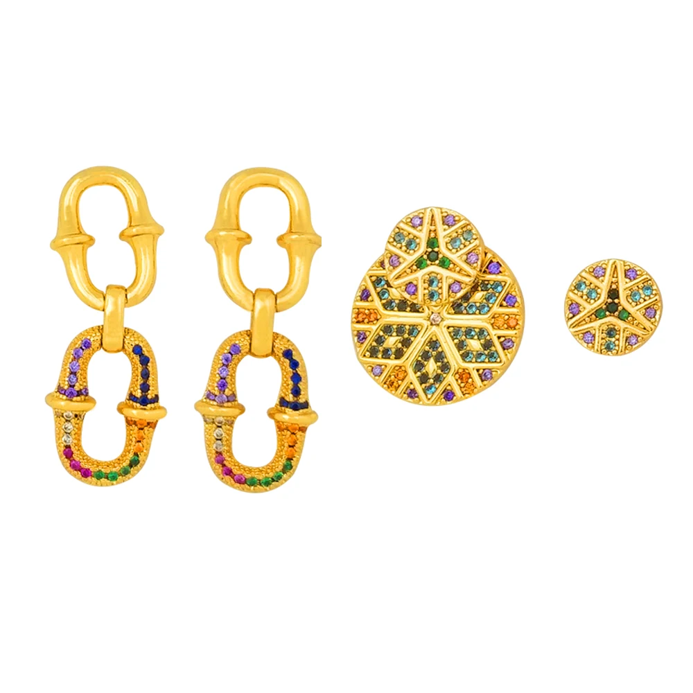 

Радужные овальные серьги-гвоздики, женские ювелирные изделия CZ, трендовый стиль, 24k золотые серьги «теннис», круглые серьги-гвоздики для жен...