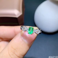 kjjeaxcmy fine jewelry 925 sterling silver inlaid natural emerald womens fresh and playful popular gem adjustable ring support