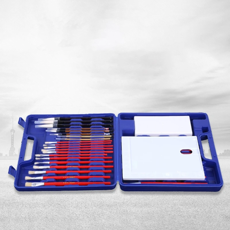 

Oil Brush Gouache Brush Painting Brush kit w/ Palette Storage Case Writing Brush Fine/Medium/Thick for School Painting