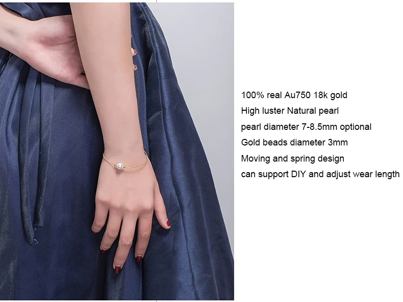 Sinya Au750 золотые браслеты с натуральным жемчугом и 18k золотыми бусинами можно регулировать длину носки можно DIY для женщин девушек и мам
