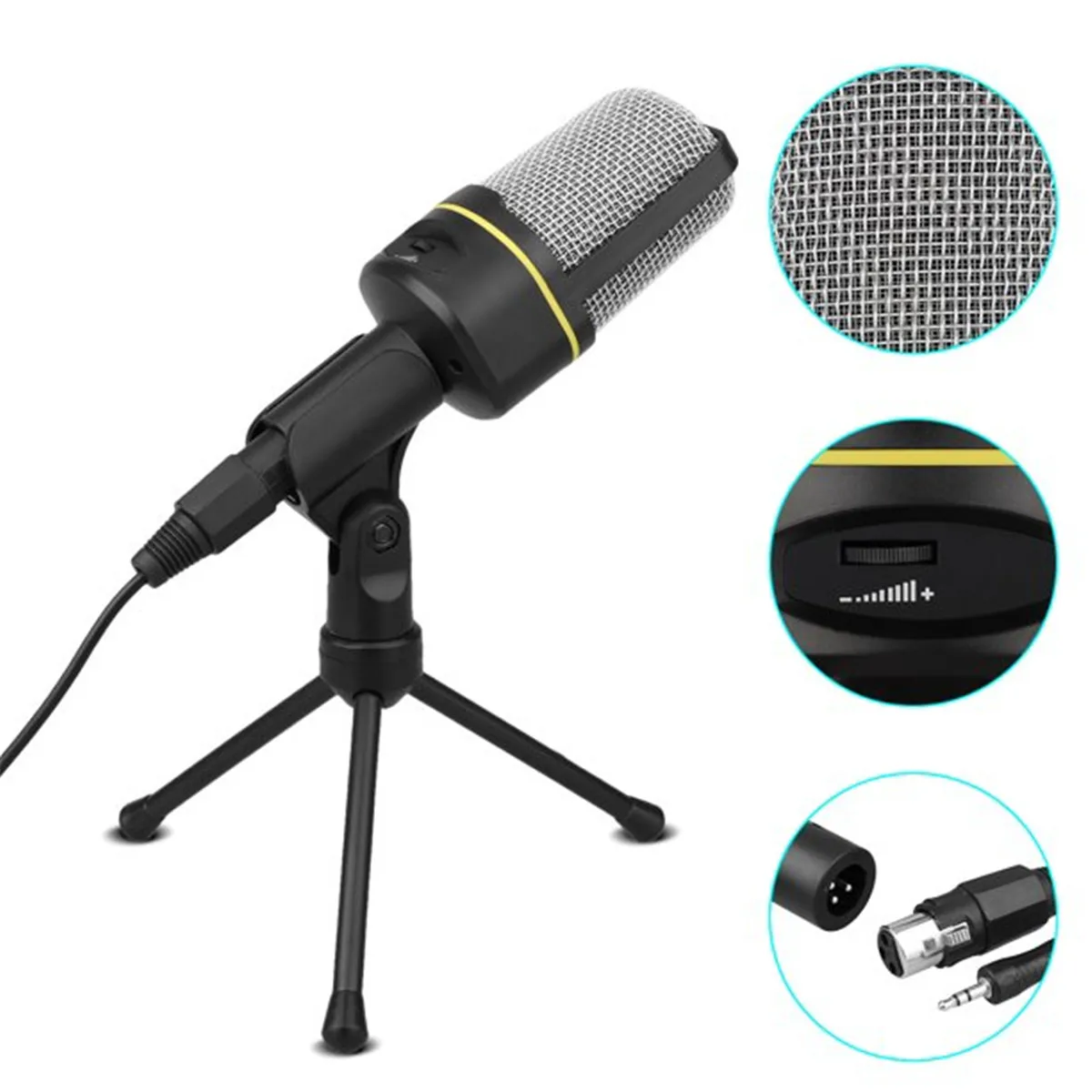 

Desktop Tripod Condenser Microphone Home Stereo Handheld Microphone for PC Video Chatting Gaming Podcast Recording 3.5mm Jack