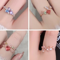woman rings 2021 trend women crystal grunge ring stainless steel boho wedding rings with stone adjustable ring free shipping