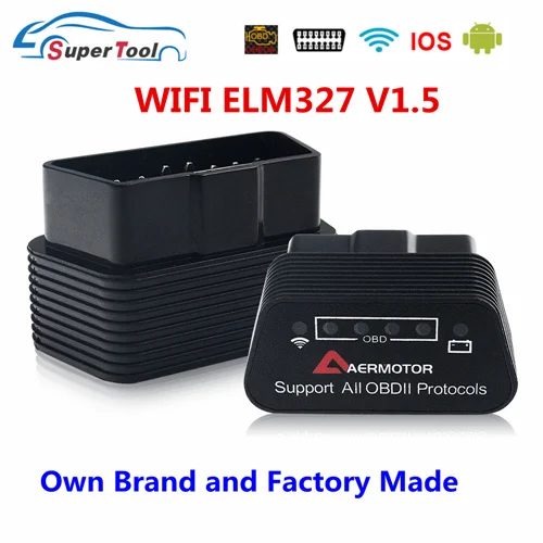 AERMOTOR WIFI 1.5 HH OBD2 hhodd ELM327 Bluetooth V1.5 V2.1 ELM 327 wifi/Wi-Fi V1.5 OBDII автомобильный диагностический сканер инструмент для Android/IOS/Windows - Цвет: AERMOTOR WIFI 1.5