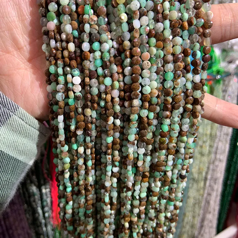 Бусины из натурального зеленого опала 4 мм 15 дюймов граненая монета свободные