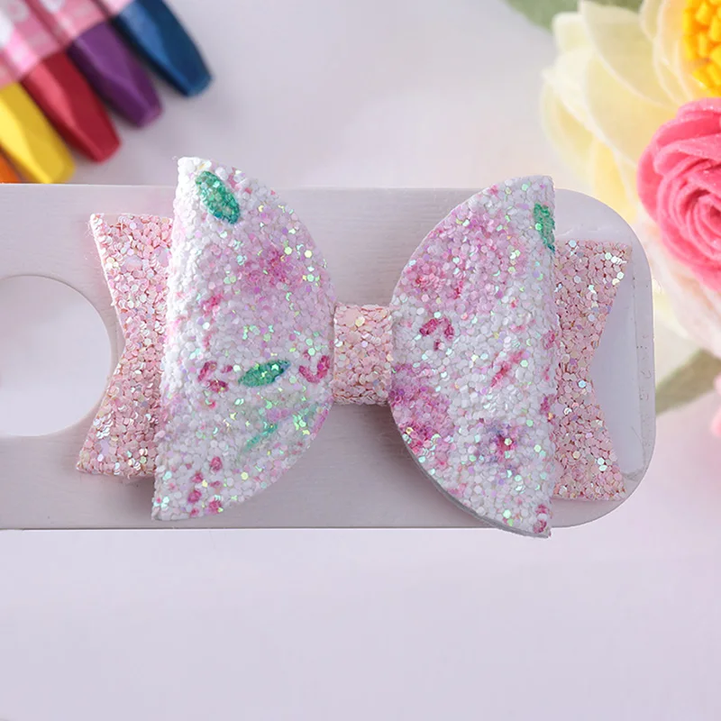 1 шт. Цветочная блестящая персиковая заколка для волос с бантом весенний цвет