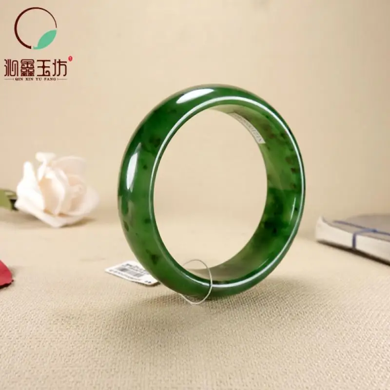 

Xinjiang Hotan Jade Bracelet Natural Hotan Jade Jade Bangle Bracelet Spinach Green Bangle